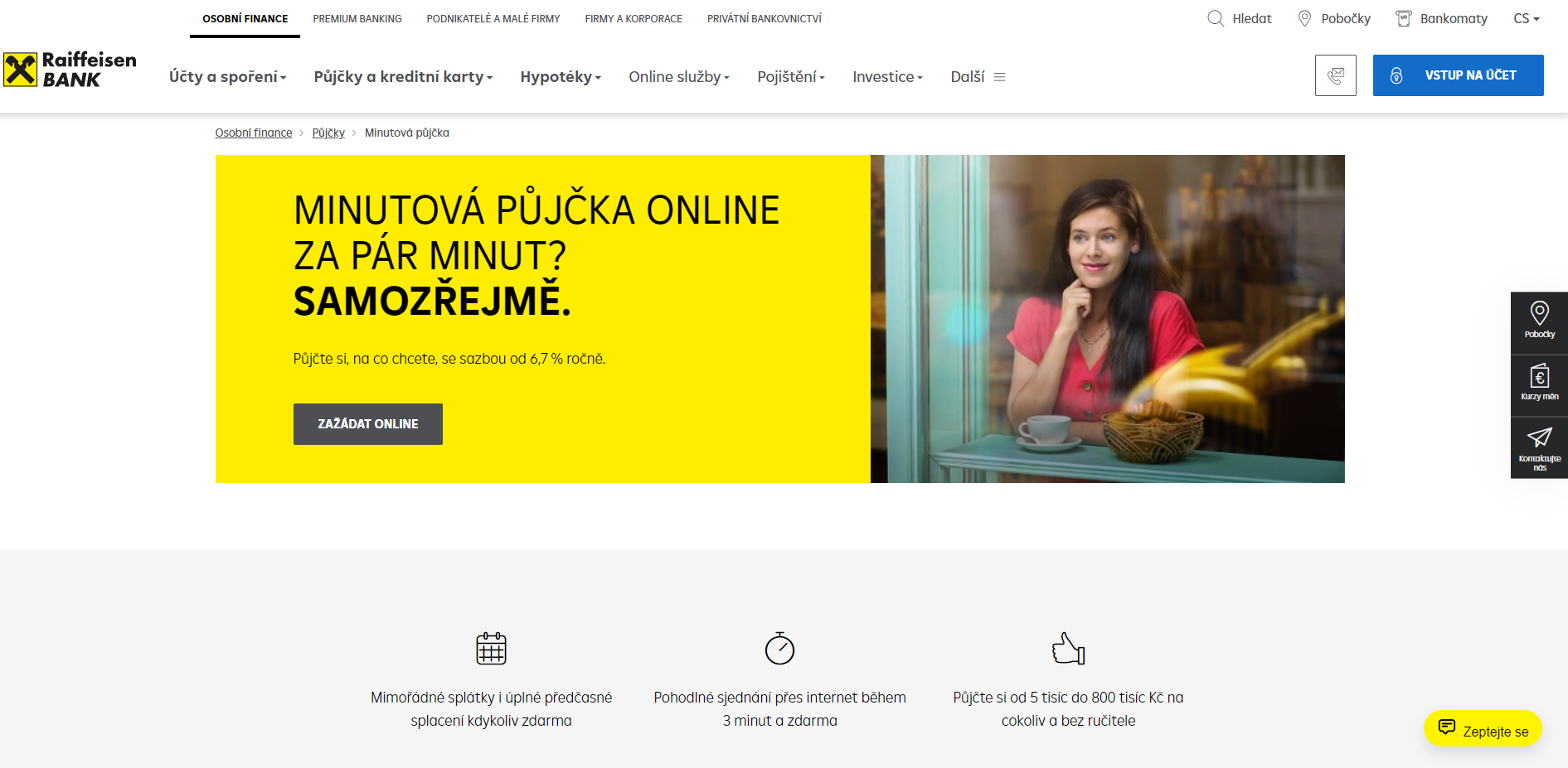 Raiffeisenbank Minutová půjčka zkušenosti a diskuze