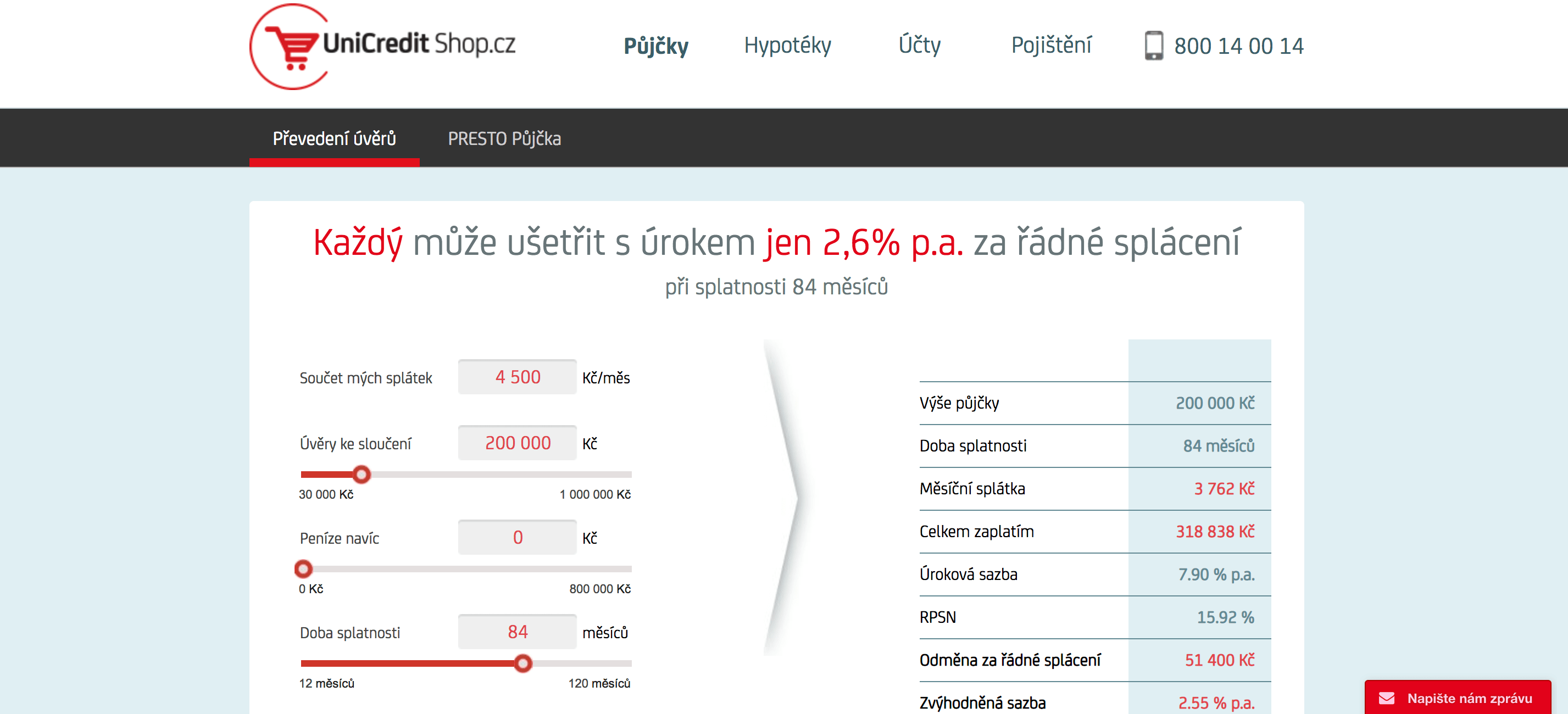 Presto půjčka sloučení úvěrů Unicredit Bank zkušenosti a diskuze