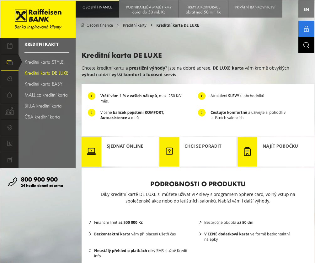 Kreditní karta DE LUXE zkušenosti a diskuze