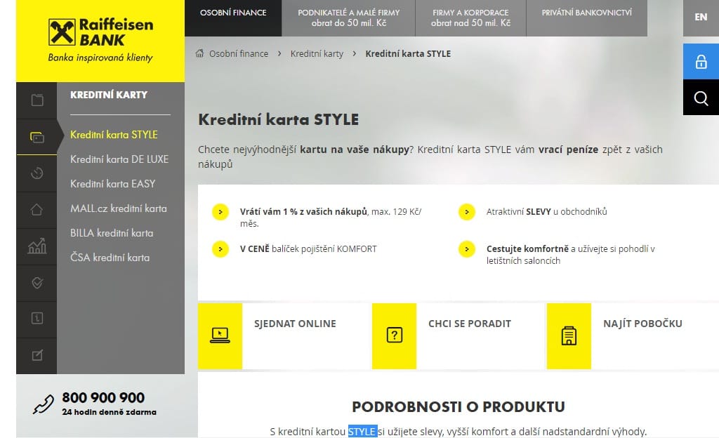 RB Kreditní karta STYLE zkušenosti a diskuze
