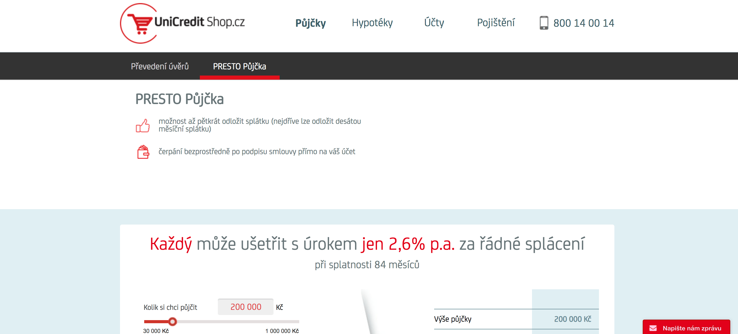 UniCredit Bank Presto půjčka zkušenosti a diskuze
