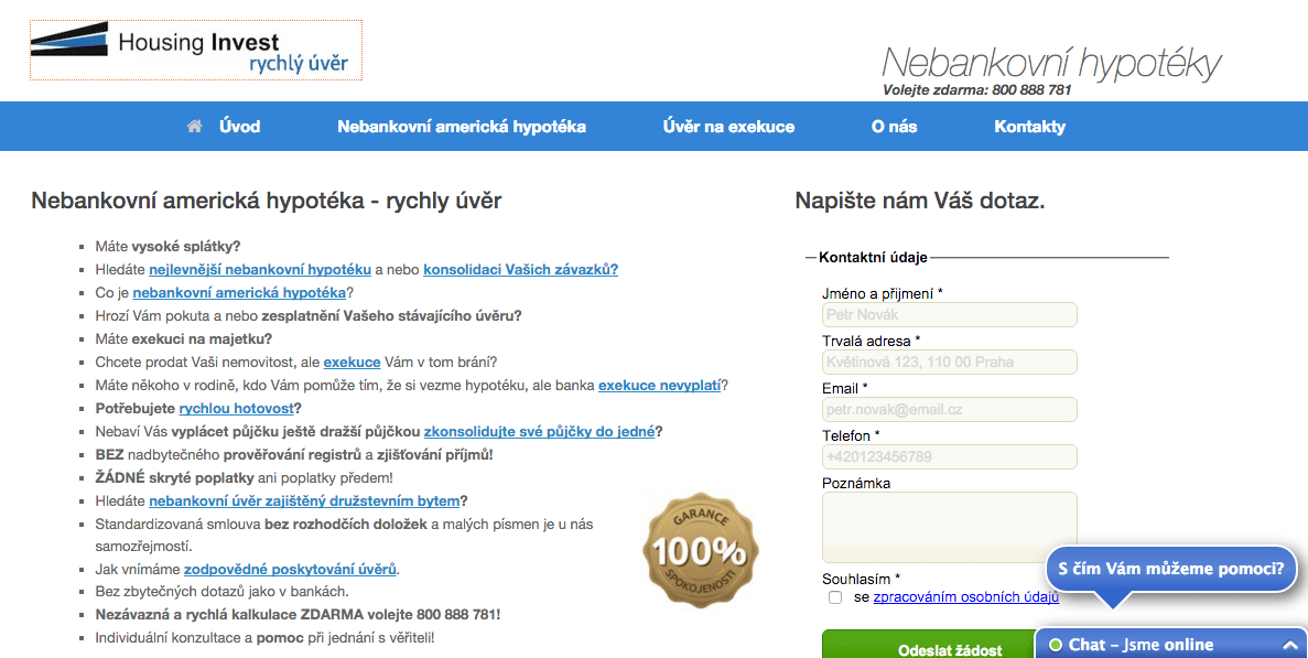 Rychlý úvěr Housing Invest zkušenosti a diskuze