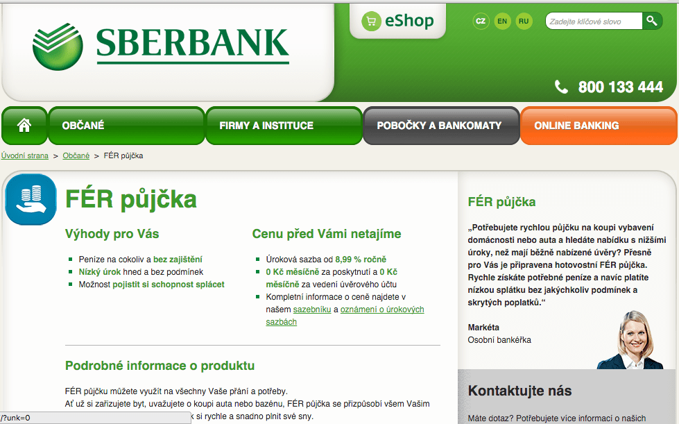 FÉR konsolidace půjček u Sberbank zkušenosti a diskuze