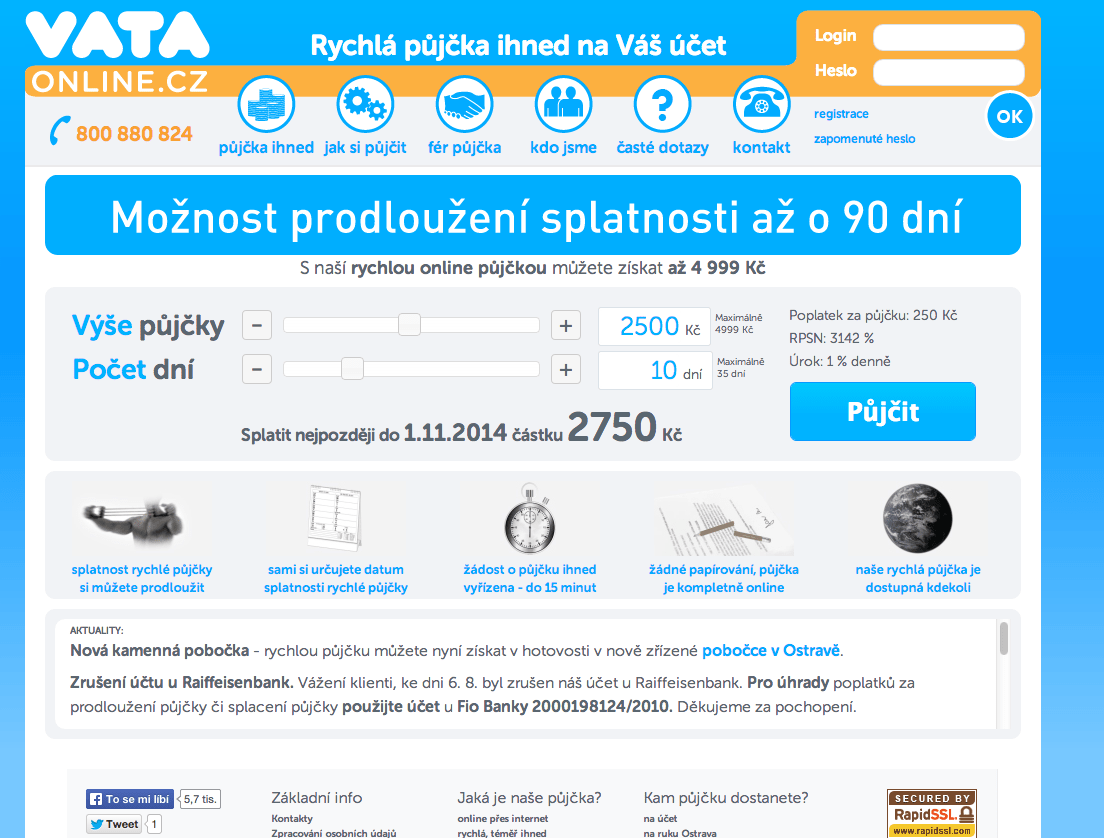 Vata online půjčka zkušenosti a diskuze